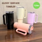 Glossy 1Litre Stainless Steel Tumbler with Straw