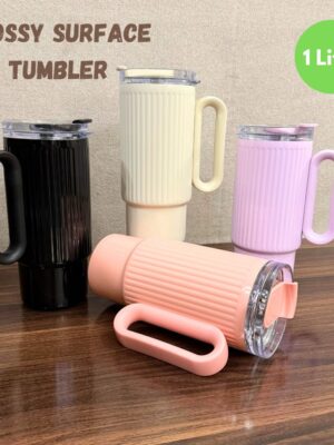 Glossy 1Litre Stainless Steel Tumbler with Straw